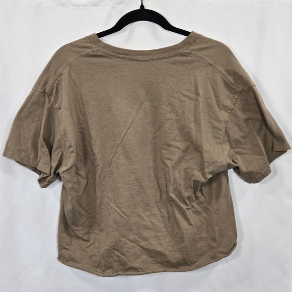 Nirvana Graphic T Shirt Gildan Brown Smiley Face Cropped Top V Neck Tee‎ Grunge - Picture 3 of 9